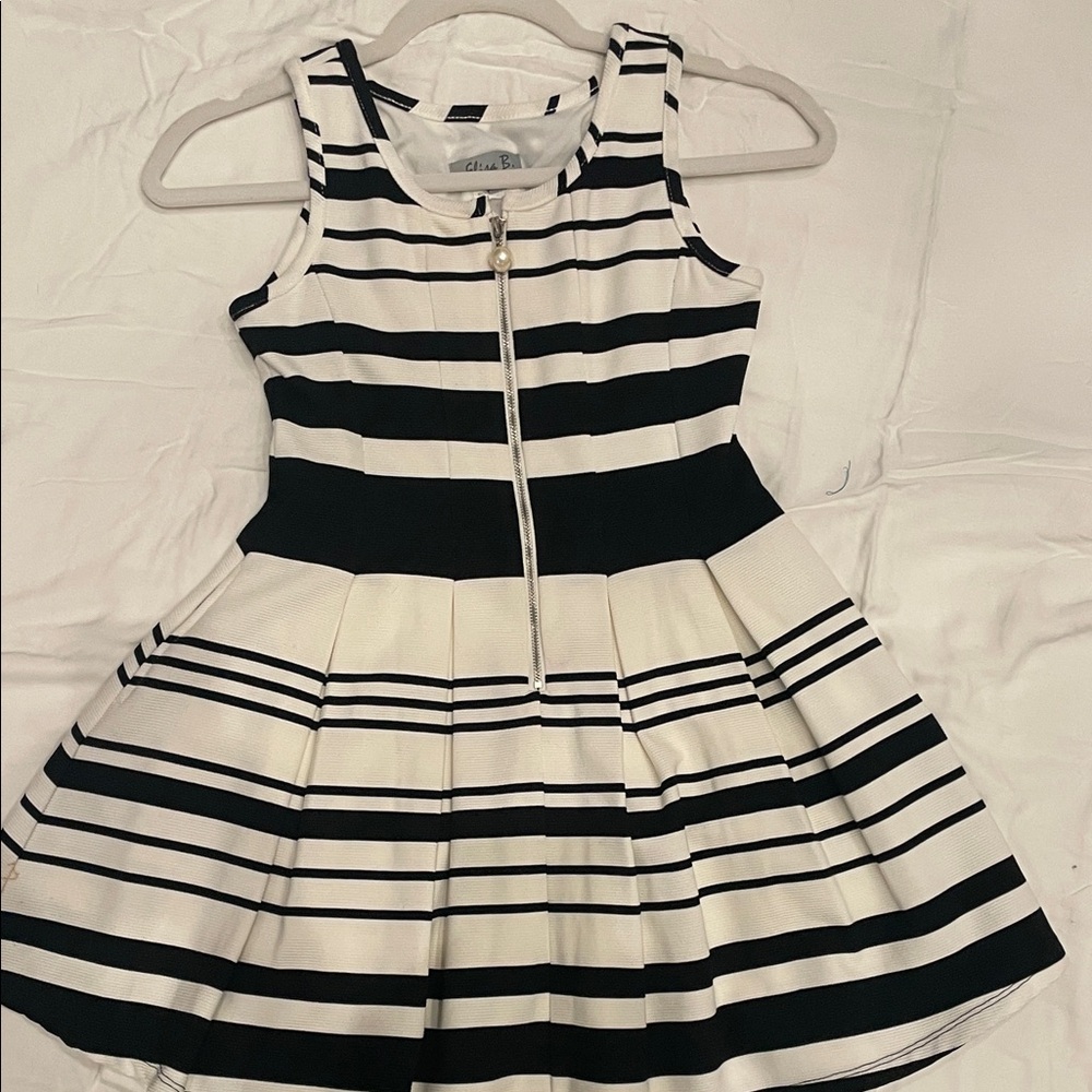 Eliza J Striped Black and White Girls Party Dress